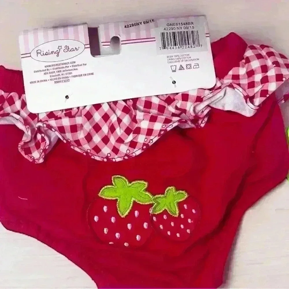 2 NEW Baby Girl Boutique Diaper Covers Strawberry & Bumblebee Design 0-12 Mon.